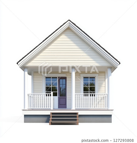 Clean and bright image of an American-style home, detailed and centered composition perfect for architectural presentations or mockups. 127293808