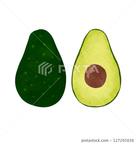 酪梨橫截面水彩手繪插圖 酪梨橫截面水彩手繪插圖 127293838