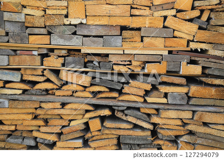 Background of old wooden boards sawn and beautiful laid out Background of old wooden boards sawn and beautiful laid out 127294079