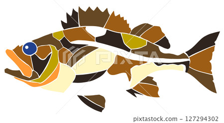 漂亮的馬賽克風格鹹水魚剪紙插圖柳樹侏儒與關節 127294302