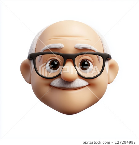 Style emoji of an elderly person with glasses and a warm smile on a plain white background, capturing the essence of joy and wisdom Style emoji of an elderly person with glasses and a warm smile on a plain white background, capturing the essence of joy and wisdom 127294992