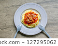 Meat pasta presentation 127295062