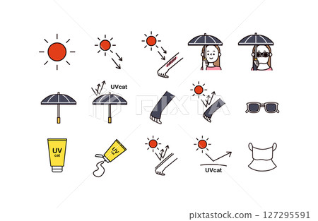 防曬傷圖示插圖集 127295591