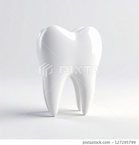 White Tooth 3D Rendering on White Background White Tooth 3D Rendering on White Background 127295799