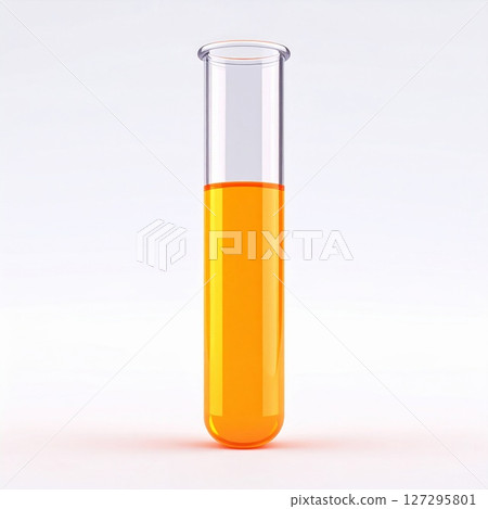 Orange Liquid in a Clear Test Tube on White Background Orange Liquid in a Clear Test Tube on White Background 127295801