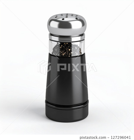 Black and Silver Pepper Shaker on White Background 127296041