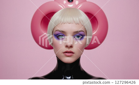 Futuristic Beauty with Pink Surrealism 127296426