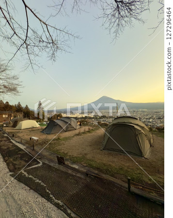 The sunrise and Mt. Fuji seen from the campsite The sunrise and Mt. Fuji seen from the campsite 127296464