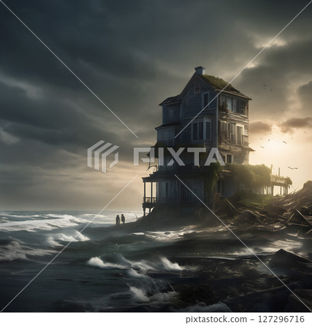 Desolate House on Coastal Edge 127296716