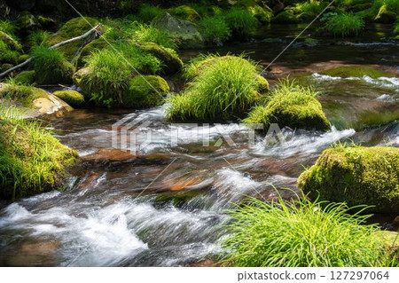 The flow of Mototaki Fushiryo and Mototaki River in early summer Nikaho City, Akita Prefecture The flow of Mototaki Fushiryo and Mototaki River in early summer Nikaho City, Akita Prefecture 127297064