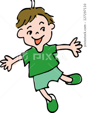 一個男孩微笑著的插圖(教育、情感、手繪風格)一個活潑的男孩的插圖 一個男孩微笑著的插圖(教育、情感、手繪風格)一個活潑的男孩的插圖 127297110