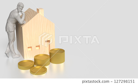 The House and coins for Building or property concept 3d Rendering. 127298151