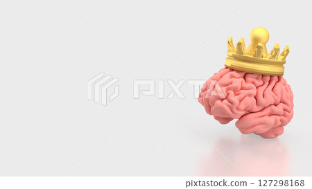 The Brain and gold crown for sci or medicine concept 3d Rendering. The Brain and gold crown for sci or medicine concept 3d Rendering. 127298168