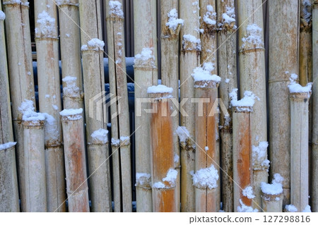 積雪覆蓋的竹籬笆 積雪覆蓋的竹籬笆 127298816