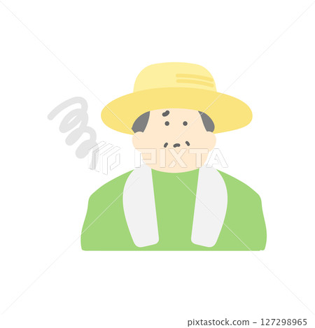 Illustration of an anxious elderly farmer Illustration of an anxious elderly farmer 127298965