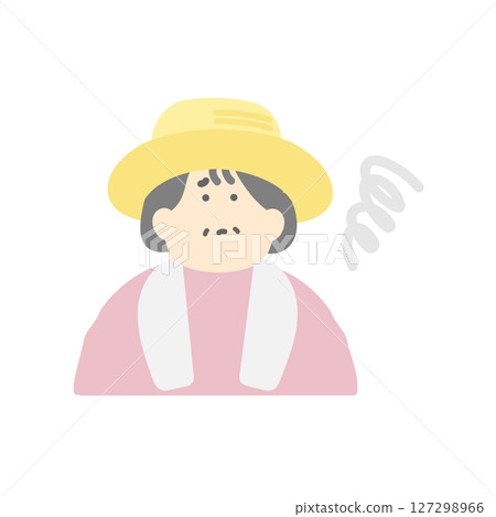Illustration of an anxious elderly farmer woman 127298966