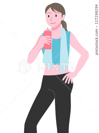 訓練期間補充水分的女子 訓練期間補充水分的女子 127299294