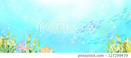 熱帶海洋的美麗水下水彩畫 熱帶海洋的美麗水下水彩畫 127299479