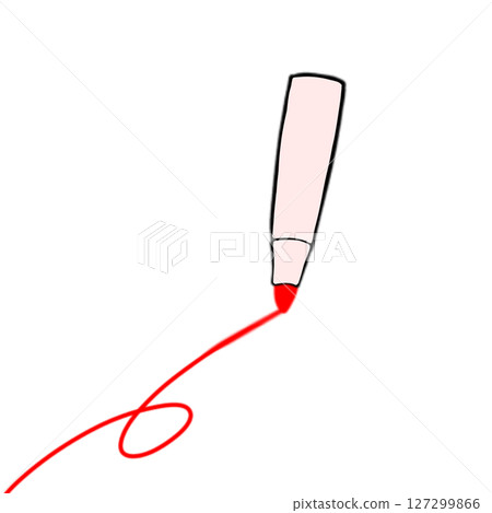 簡單的文具筆紅色塗鴉 127299866
