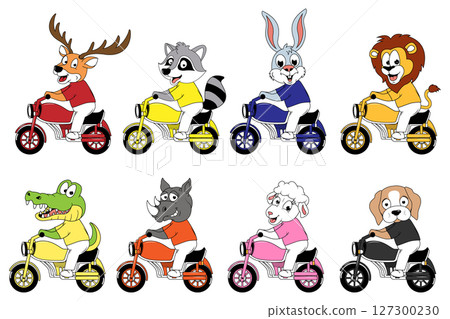 Cute Animal Cartoon Ride Motorcycle 127300230