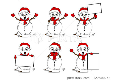 Cute Snowman Cartoon Illustration 127300238