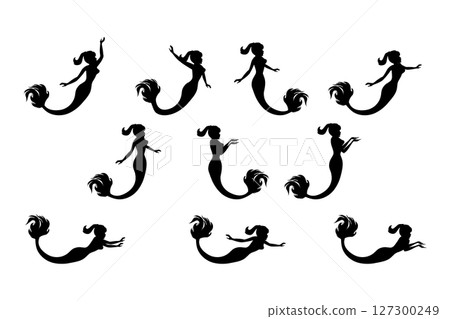 Cute Mermaid Silhouette Illustration 127300249