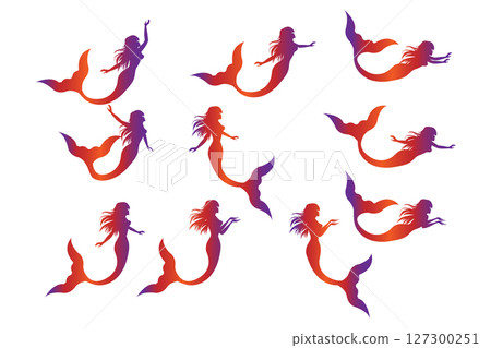 Cute Mermaid Silhouette 127300251