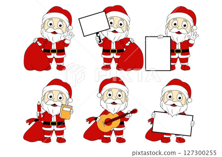 Cute Santa Cartoon Illustration Set 127300255