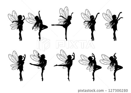 Cute Fairy Silhouette Illustration Set 127300280