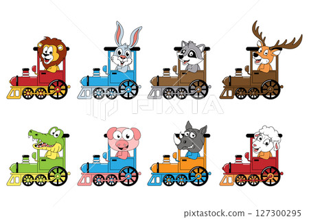 Animal Cartoon Ride Train Set 127300295