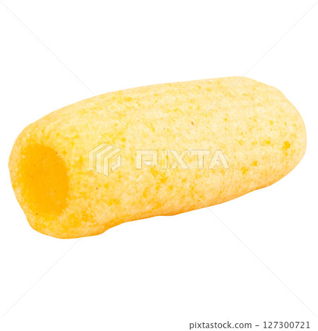 cylindrical shaped crispy snack on white background cylindrical shaped crispy snack on white background 127300721