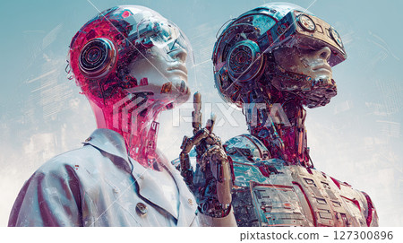 Robot artificial intelligence futuristic technology humanoid cybernetic digital science 127300896
