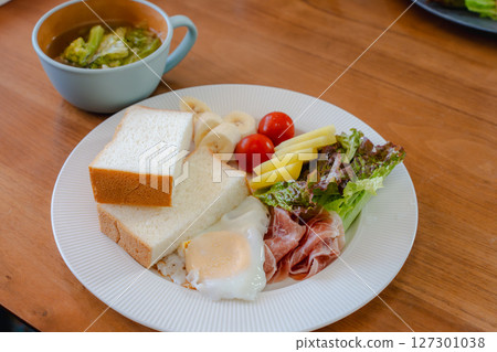 colorful breakfast plate colorful breakfast plate 127301038