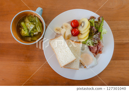 colorful breakfast plate 127301040