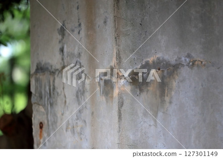 Cracks and efflorescence on concrete surface Cracks and efflorescence on concrete surface 127301149