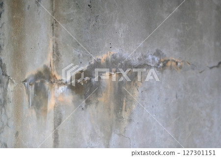 Cracks and efflorescence on concrete surface Cracks and efflorescence on concrete surface 127301151