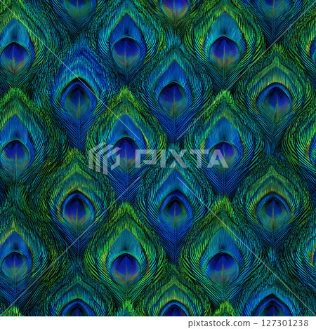 Seamless iridescent peacock feather pattern 127301238