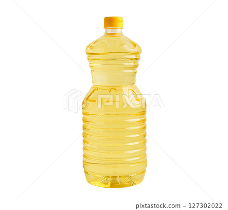 Vegetable oil bottle isolated on white background with clipping path. Vegetable oil bottle isolated on white background with clipping path. 127302022