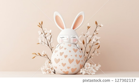 Adorable Bunny with Floral for Easter 127302137