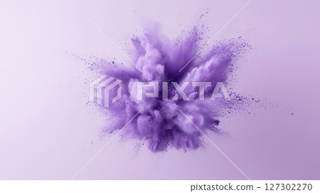 Vibrant Purple Powder Burst   High Energy Explosive Abstract Art 127302270