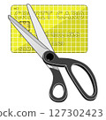 Scissors and cut up credit card (disposal of credit card) 127302423