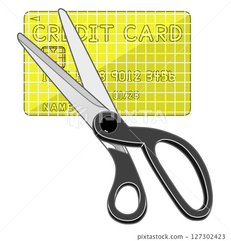 Scissors and cut up credit card (disposal of credit card) 127302423