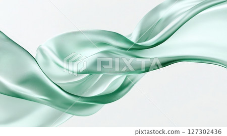 Elegant Mint Green Fluid Wave Motion Abstract Smooth Swirling Background 127302436