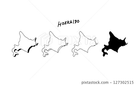 北海道三維地圖的手繪向量插圖 127302515
