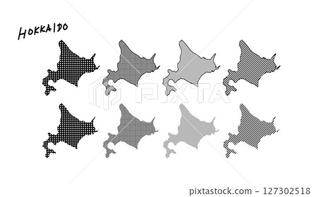 手繪單色北海道地圖向量插圖 127302518