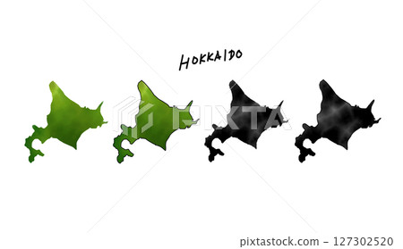 手繪水彩北海道地圖的向量插圖 127302520