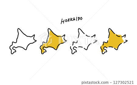 北海道地圖的流行手繪向量插圖 127302521
