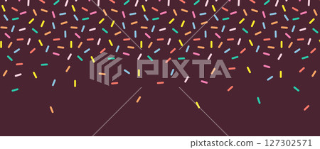 Simple Sprinkle Background. Falling sweet confetti on chocolate glaze background. Simple seamless pattern. Vector Illustration 127302571