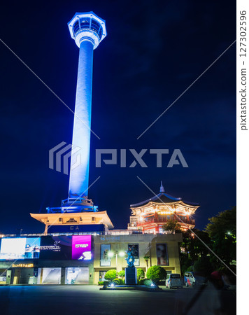 Illuminated Busan Tower, Korea 127302596