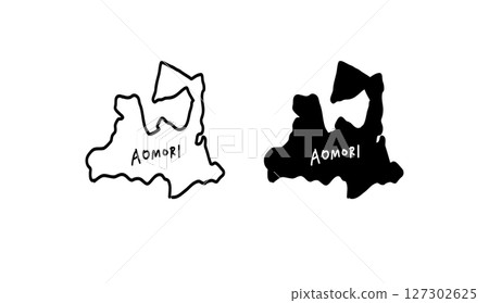 簡單的青森縣地圖手繪向量插圖2 127302625